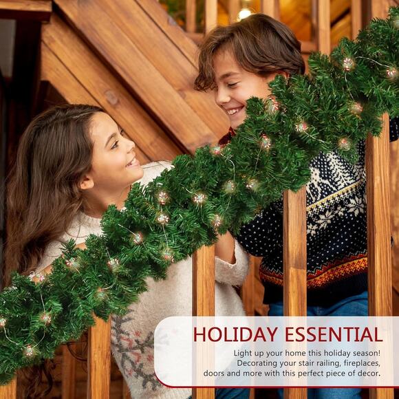 Christmas Garland with Lights, 9FT Artificial Pine with 50 Gingerbread Men - Picture 7 of 7